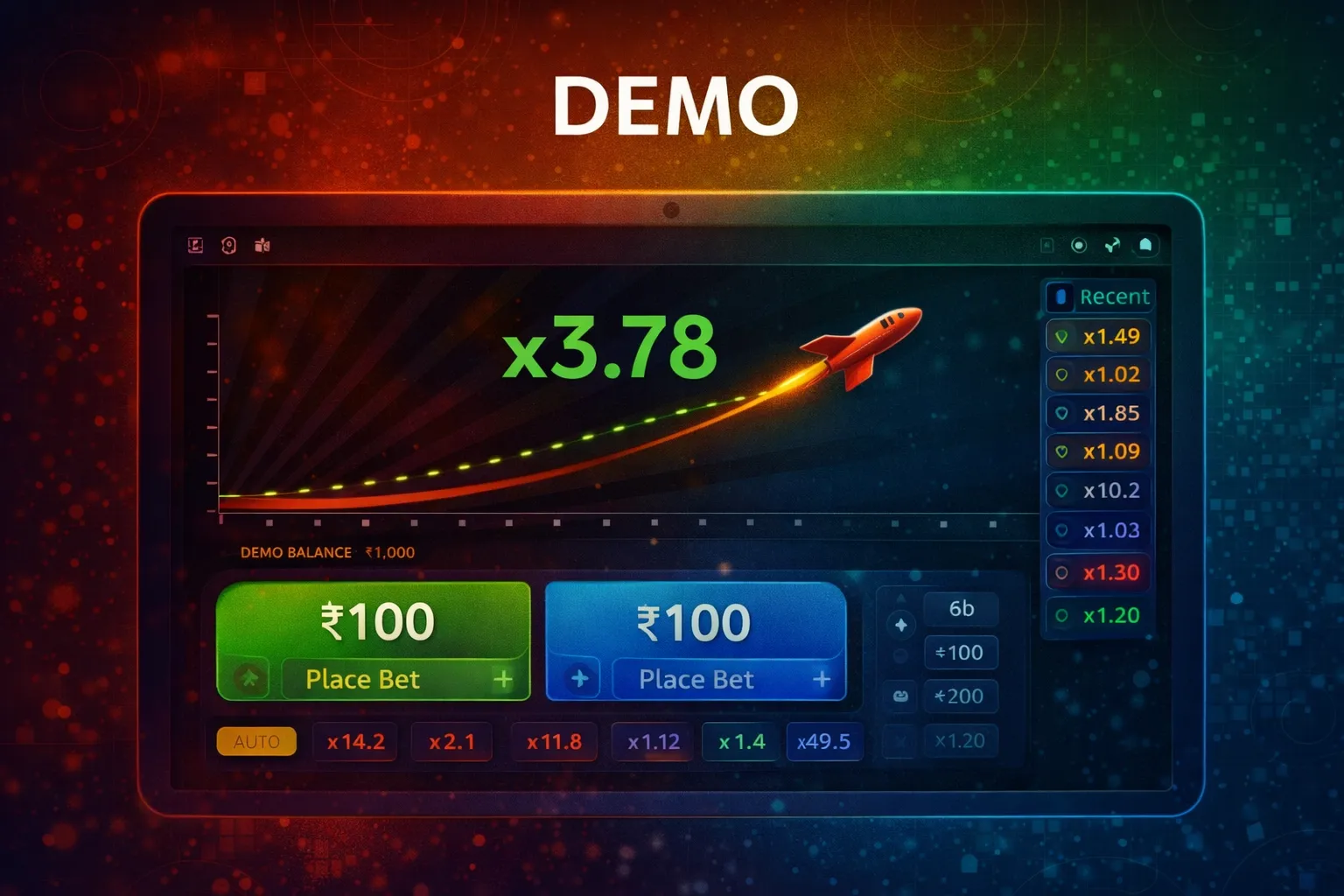Aviator demo screen illustration